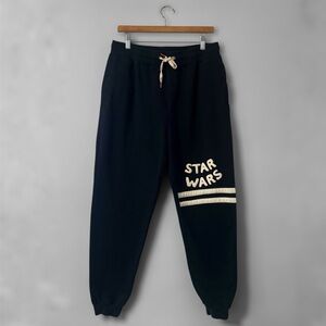 Disney Star Wars Galaxy's Edge Black Jogger Pants White Details Woman’s Lg